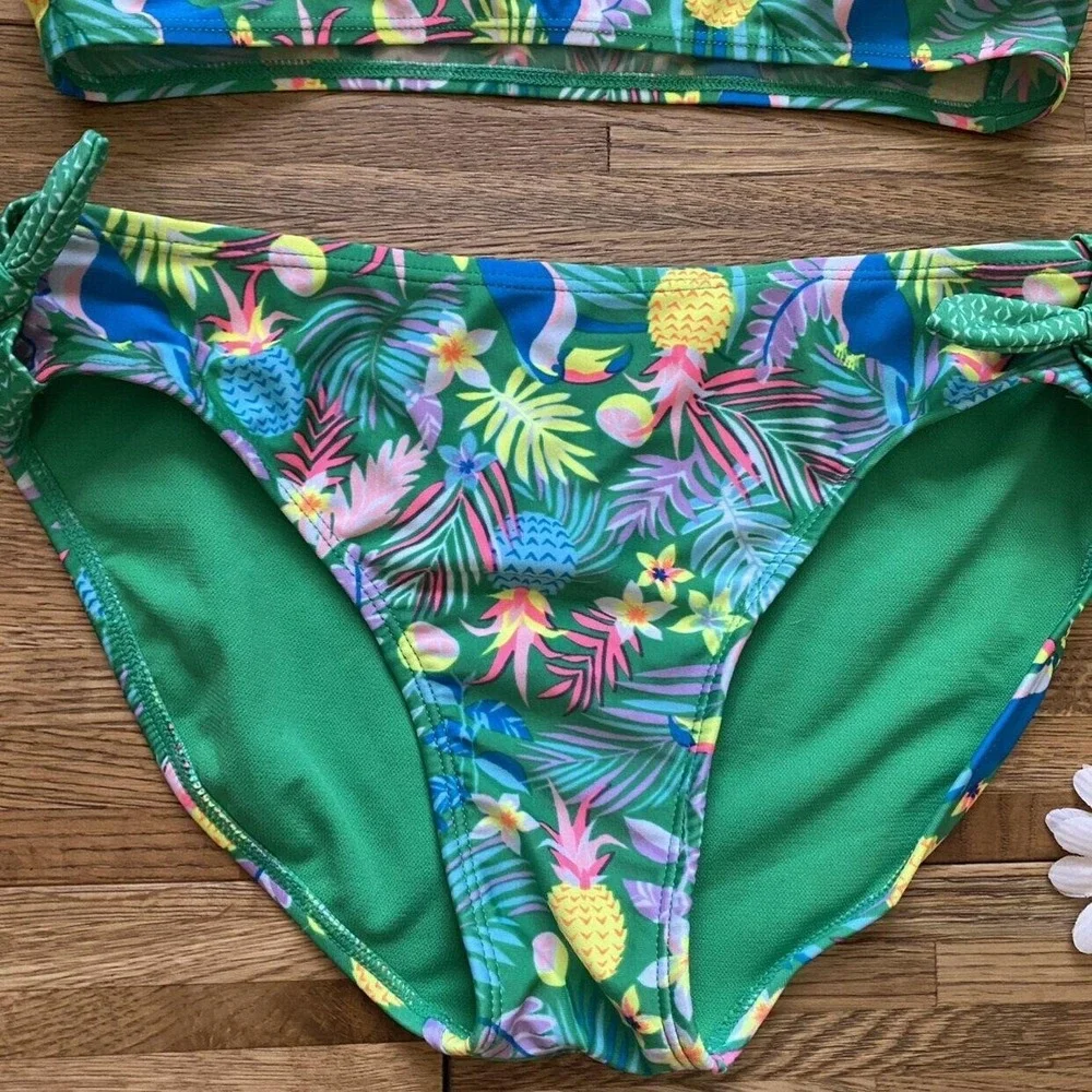 Cat & Jack Green‎ Pineapple Tropical Design 2 Piece Swimsuit Size 10/12